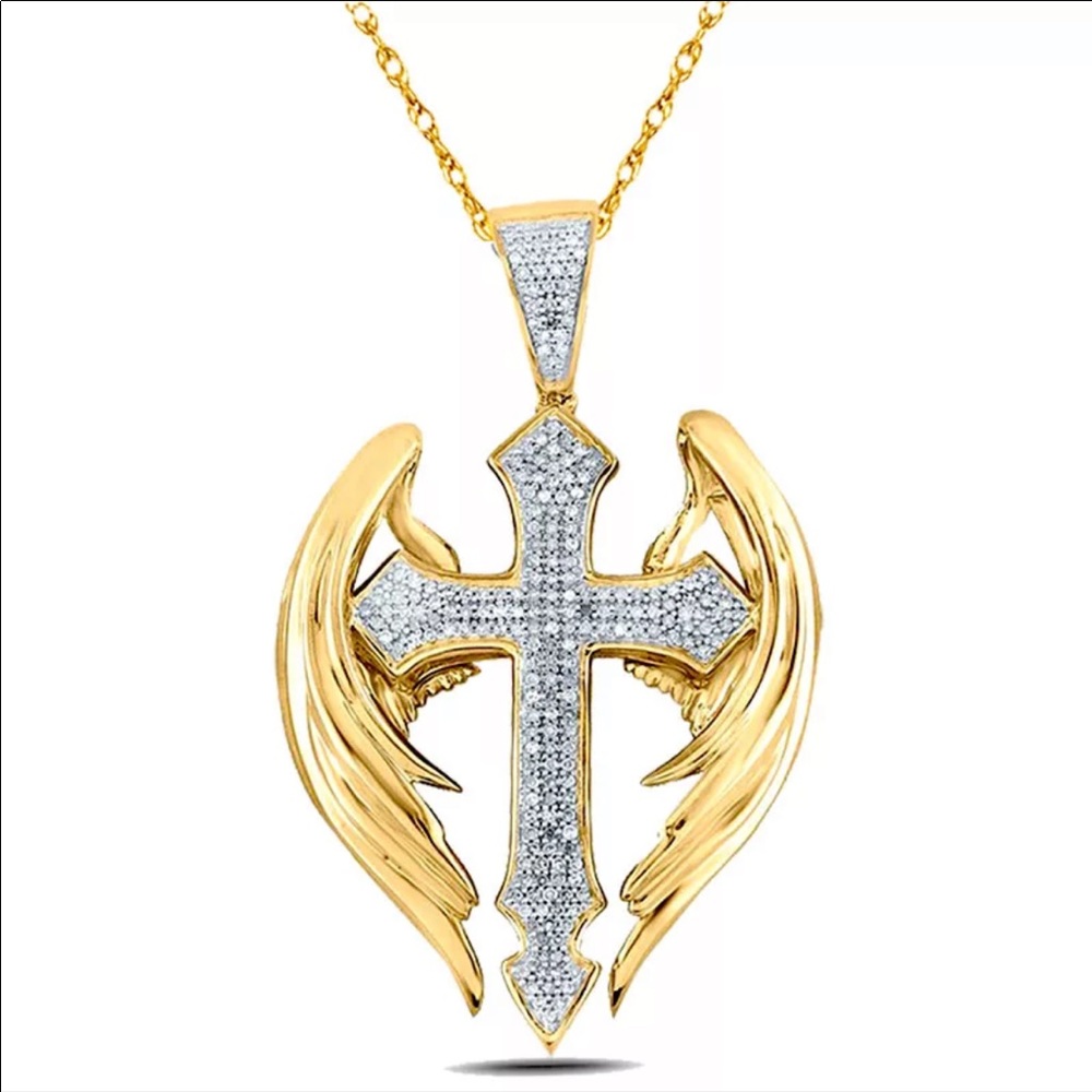 18Karats gold plated Angel Cross Necklace